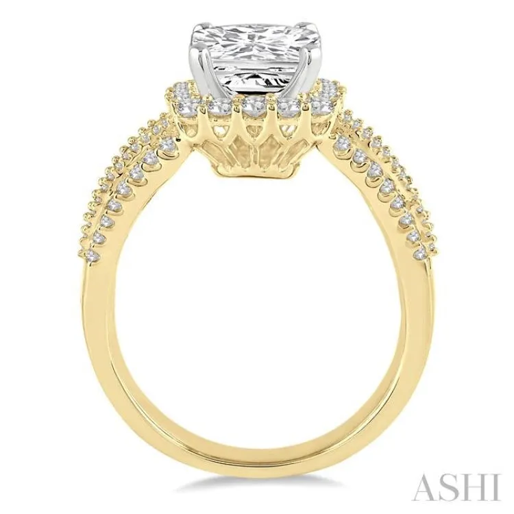 1 1/5 Ctw Diamond Semi-mount Engagement Ring in 14K Yellow and White Gold