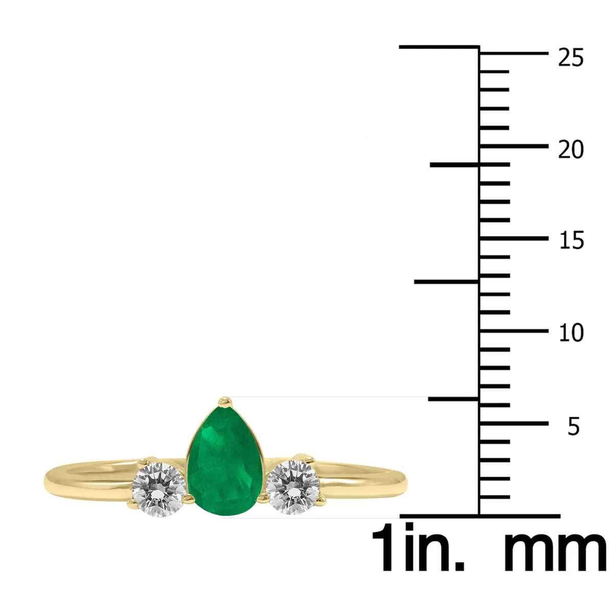 1/2 Carat Tw Pear Shape Emerald And Diamond Ring In 10K Yellow Gold