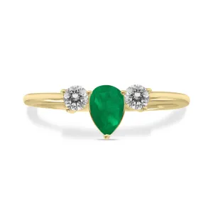 1/2 Carat Tw Pear Shape Emerald And Diamond Ring In 10K Yellow Gold