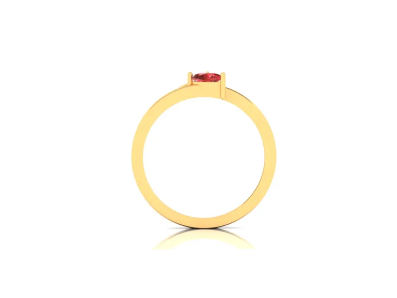 14k Peacock Shaped Gold Ring With A Red Stone