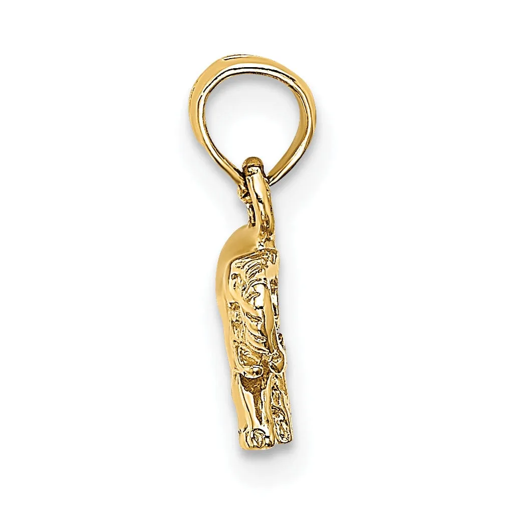 14K Yellow Gold Polished Finish Small Elephant Charm Pendant