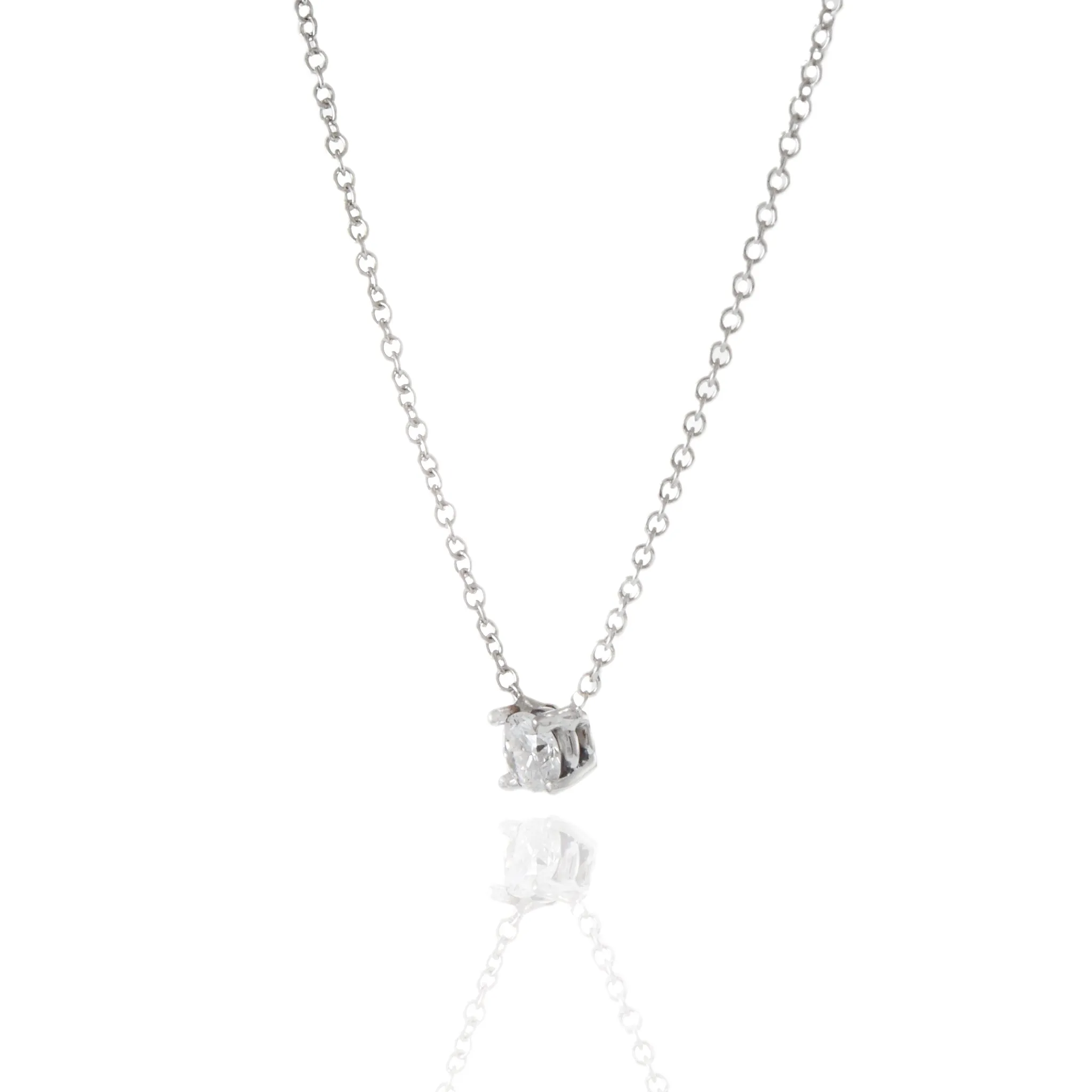 14KT White Gold 0.15CT Round Brilliant Cut Diamond Necklace