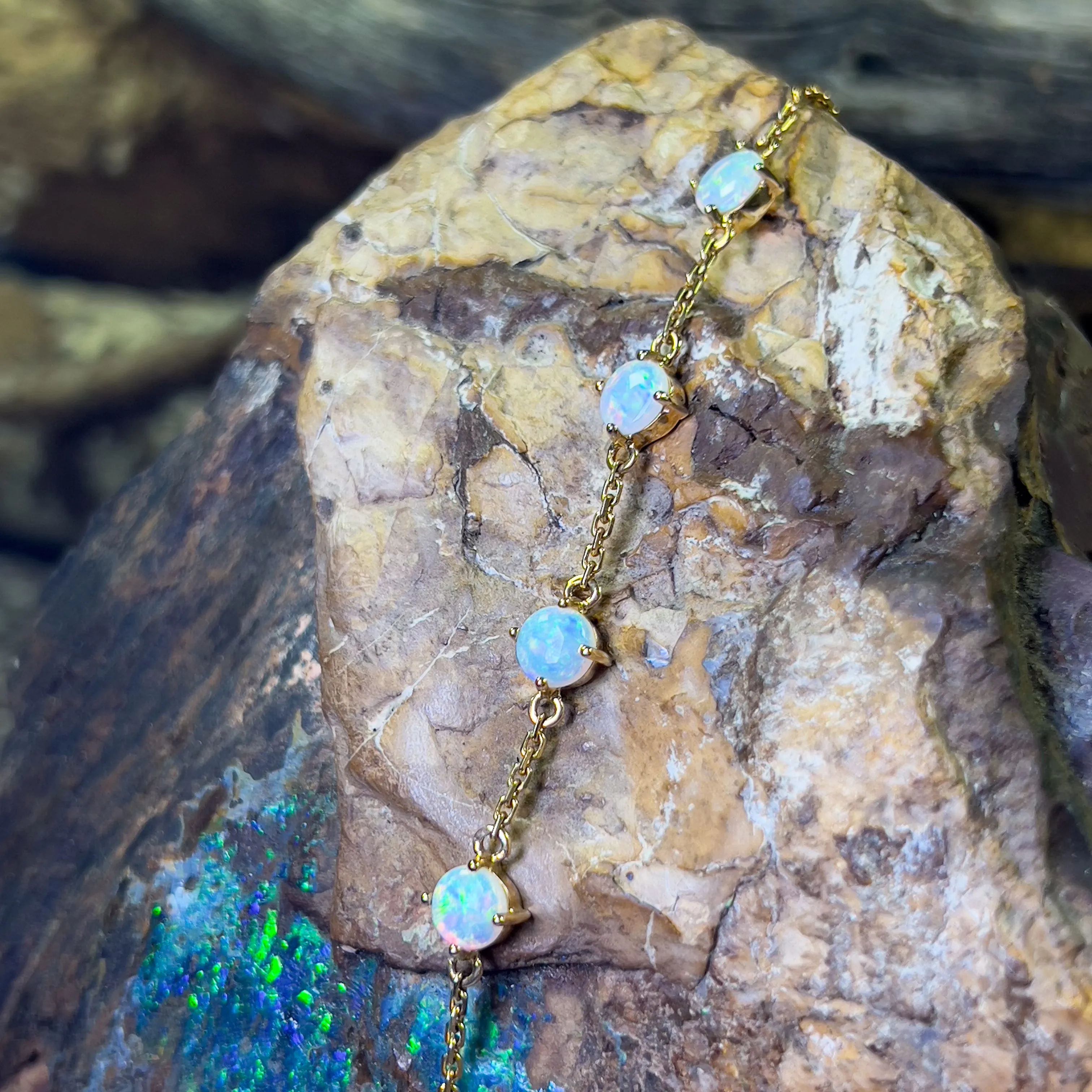 14kt Yellow gold Crystal Opal spacer bracelet