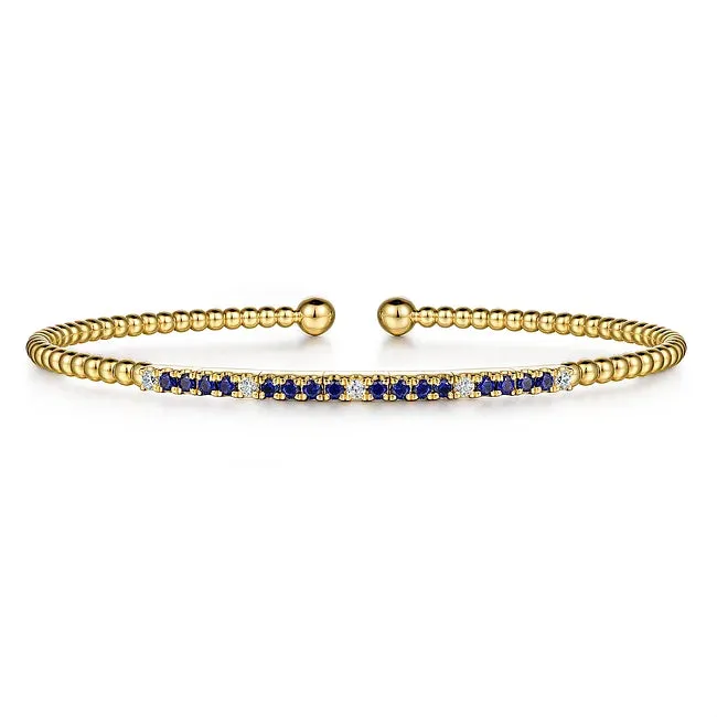 14KY Bujukan Diamond & Blue Sapphire Split Bangle