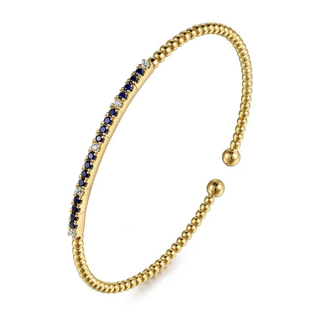 14KY Bujukan Diamond & Blue Sapphire Split Bangle