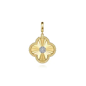 14KY Diamond Clover Medallion Charm