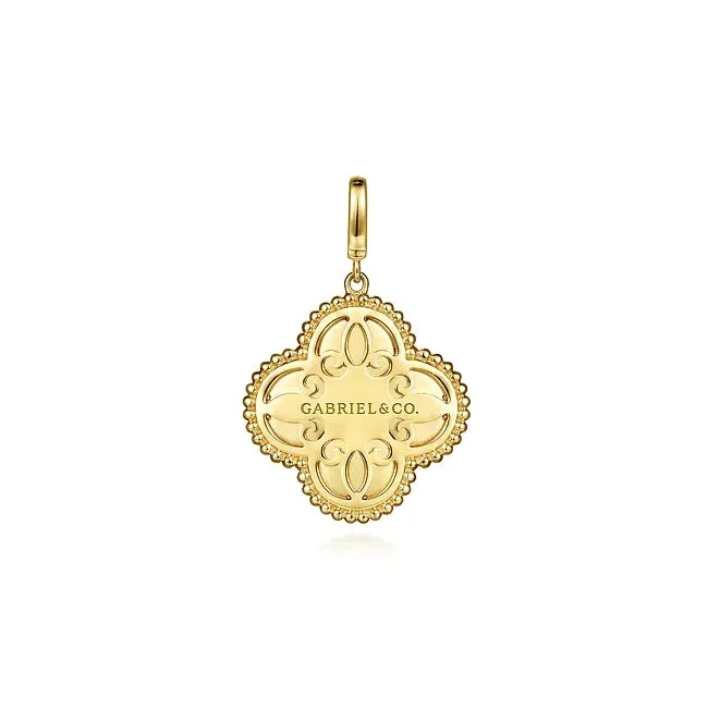 14KY Diamond Clover Medallion Charm