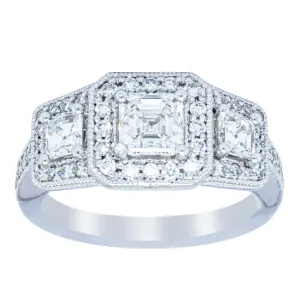 18ct White Gold Emerald Cut Diamond Ring