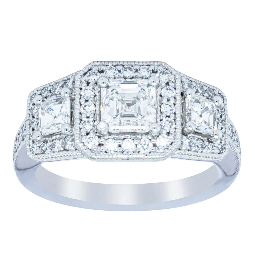 18ct White Gold Emerald Cut Diamond Ring