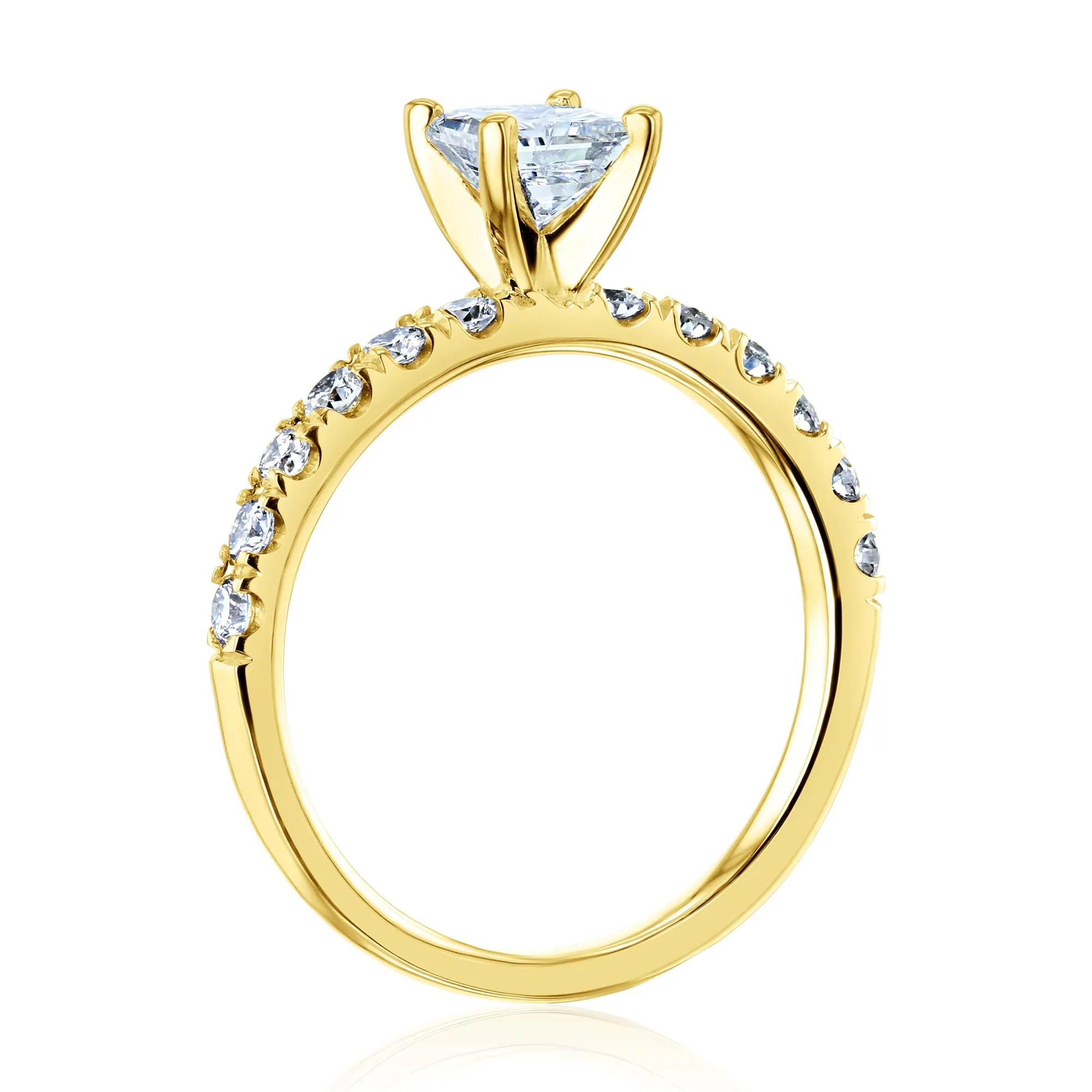 1ct.tw Princess Diamond French Pavé Engagement Ring