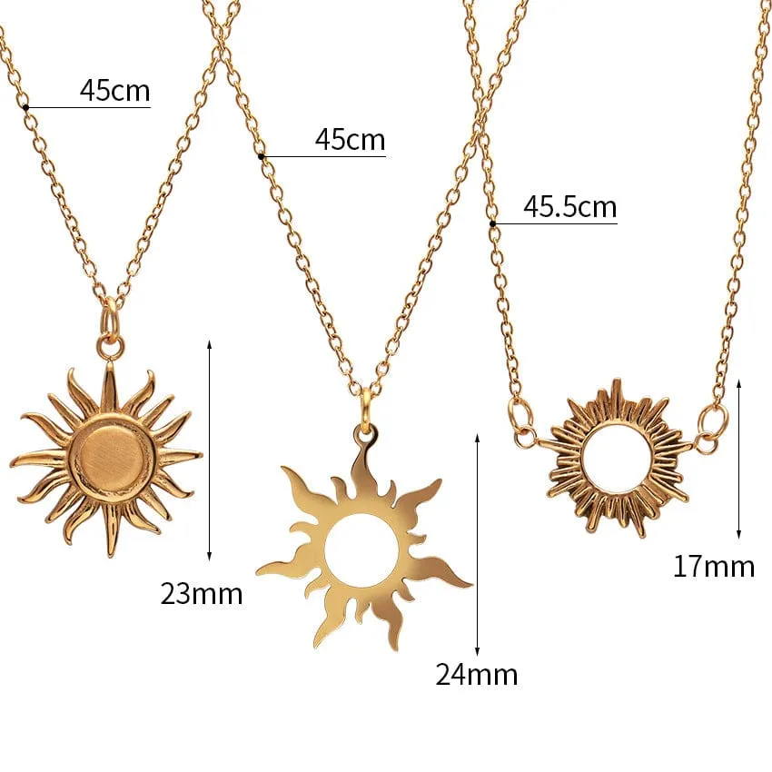 24K Gold Stainless Steel Sun Necklace