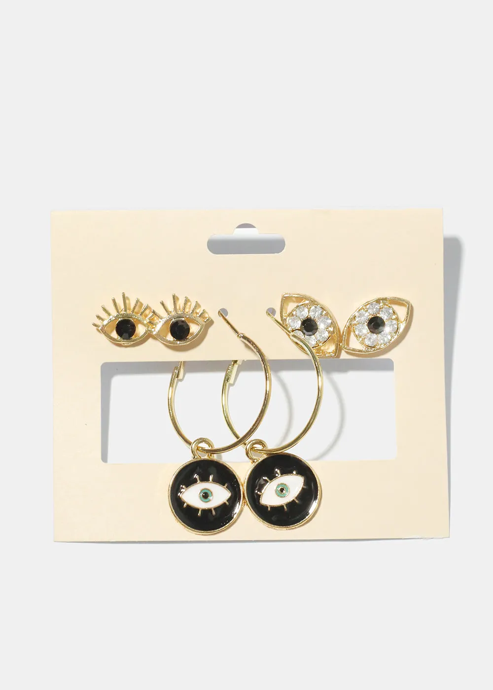 3 Pair Evil Eye Earrings