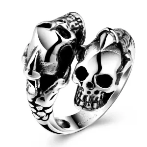 316L Stainless Steel Duo Skull Majestic Men's Ring