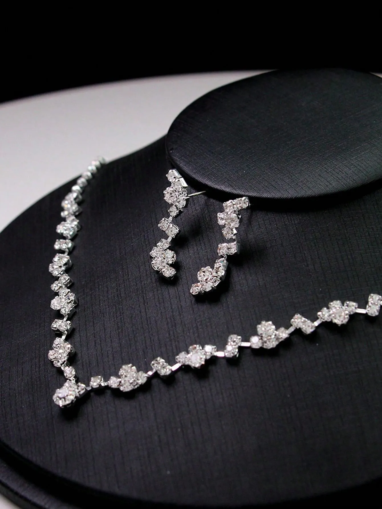 3pcs/set Bridal Jewelry Set Elegant Sparkling Rhineston Necklace, Earrings