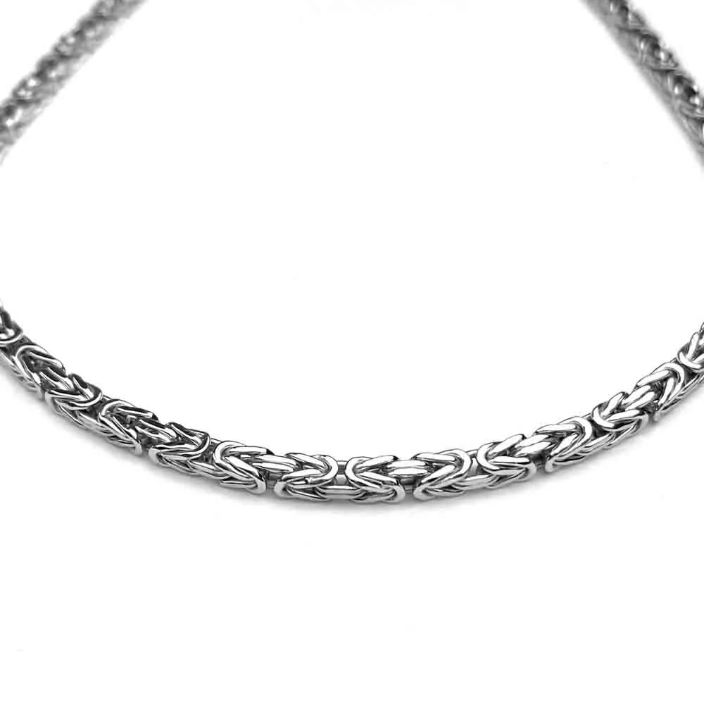 6.5 mm Sterling Silver Antiqued Square Byzantine Chain - LUXURY WEIGHT | #C7559