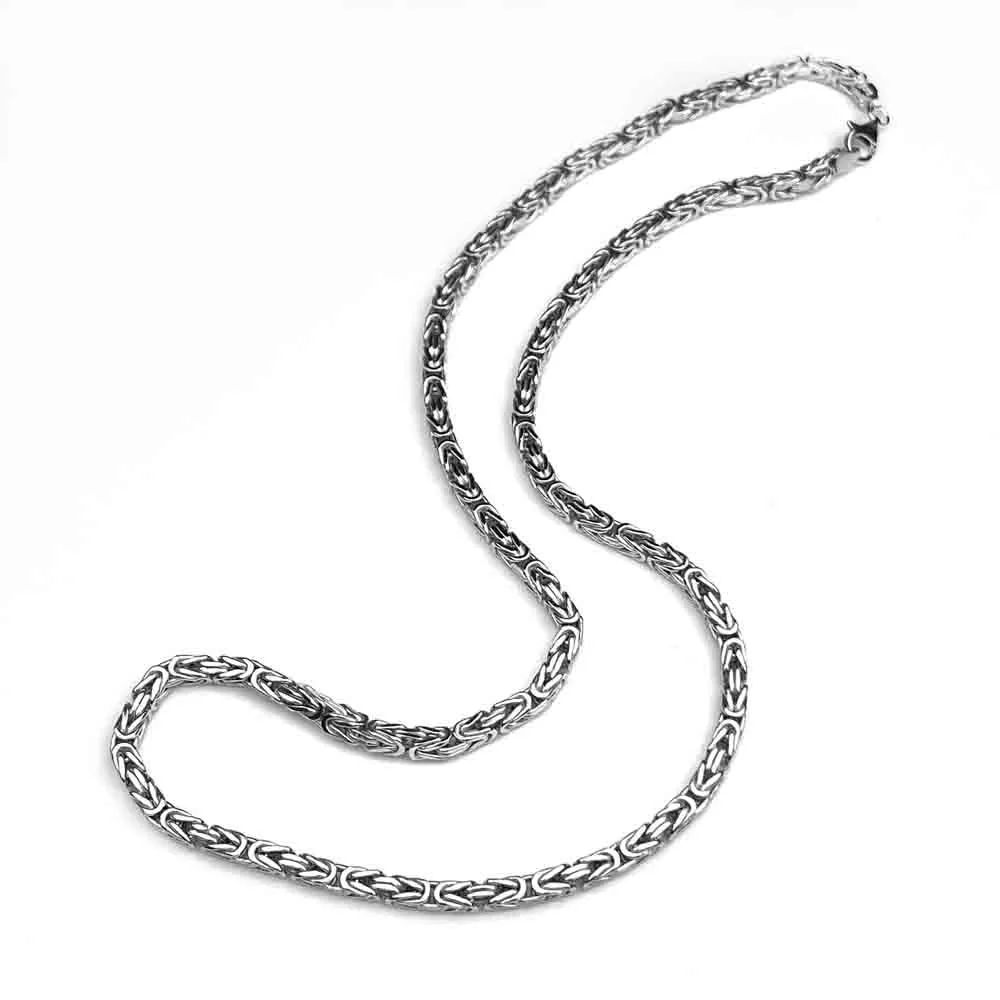 6.5 mm Sterling Silver Antiqued Square Byzantine Chain - LUXURY WEIGHT | #C7559