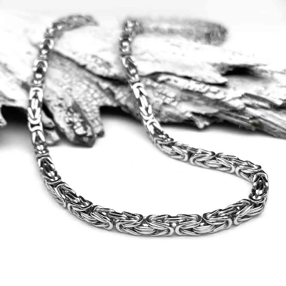 6.5 mm Sterling Silver Antiqued Square Byzantine Chain - LUXURY WEIGHT | #C7559