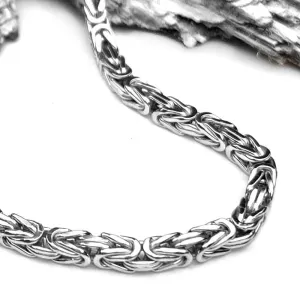 6.5 mm Sterling Silver Antiqued Square Byzantine Chain - LUXURY WEIGHT | #C7559