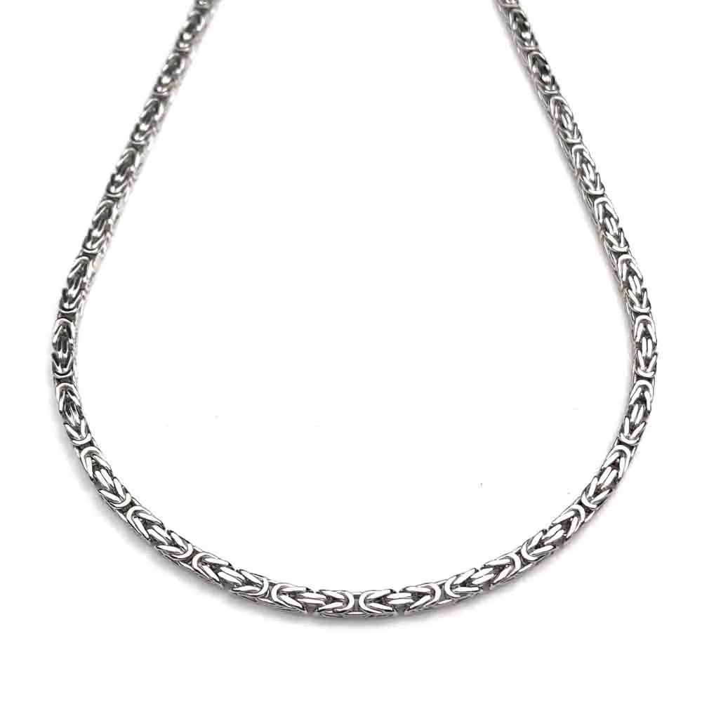 6.5 mm Sterling Silver Antiqued Square Byzantine Chain - LUXURY WEIGHT | #C7559