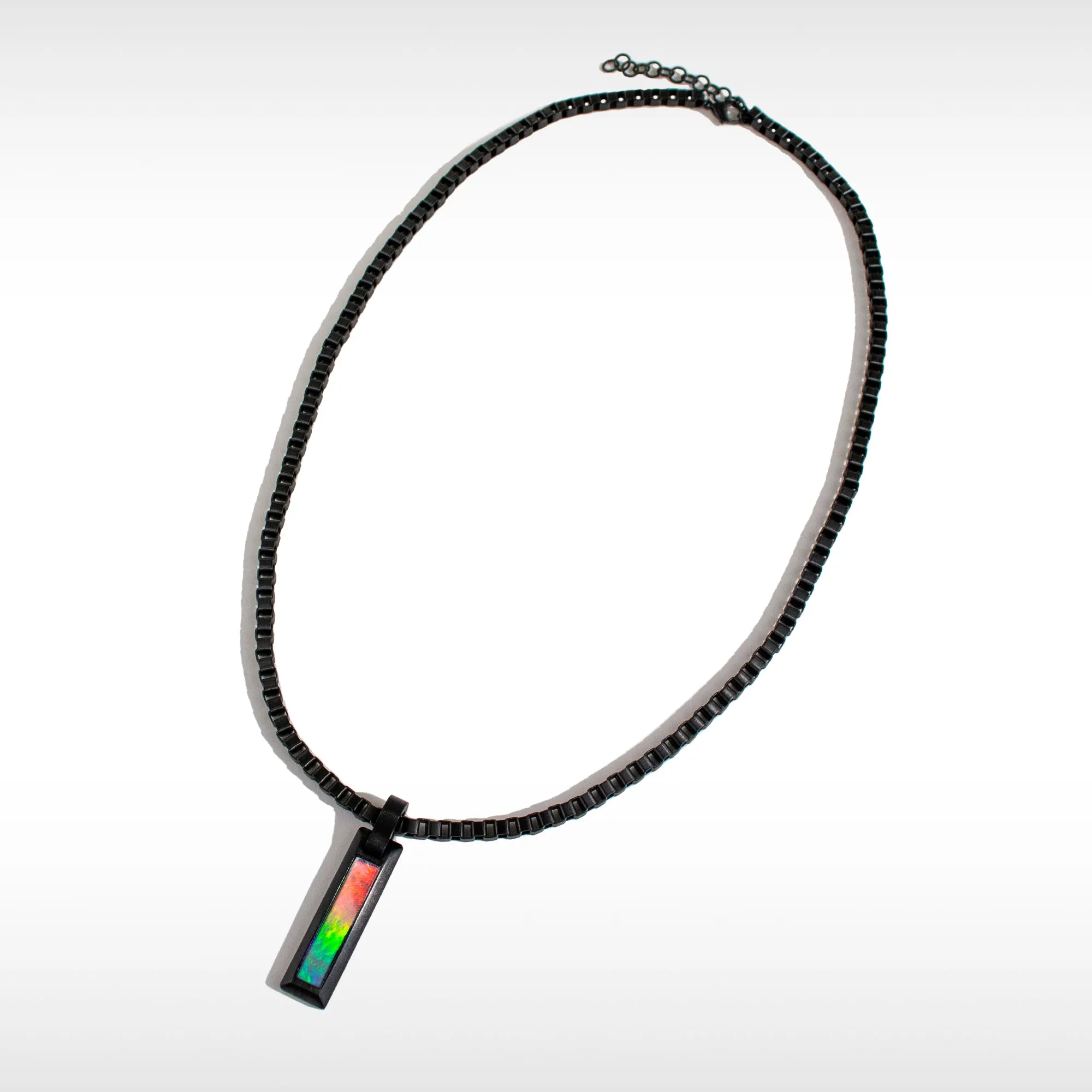 Ammolite Pendant Matte Black Titanium MIDNIGHT Bracelet KORITE MEN'S COLLECTION