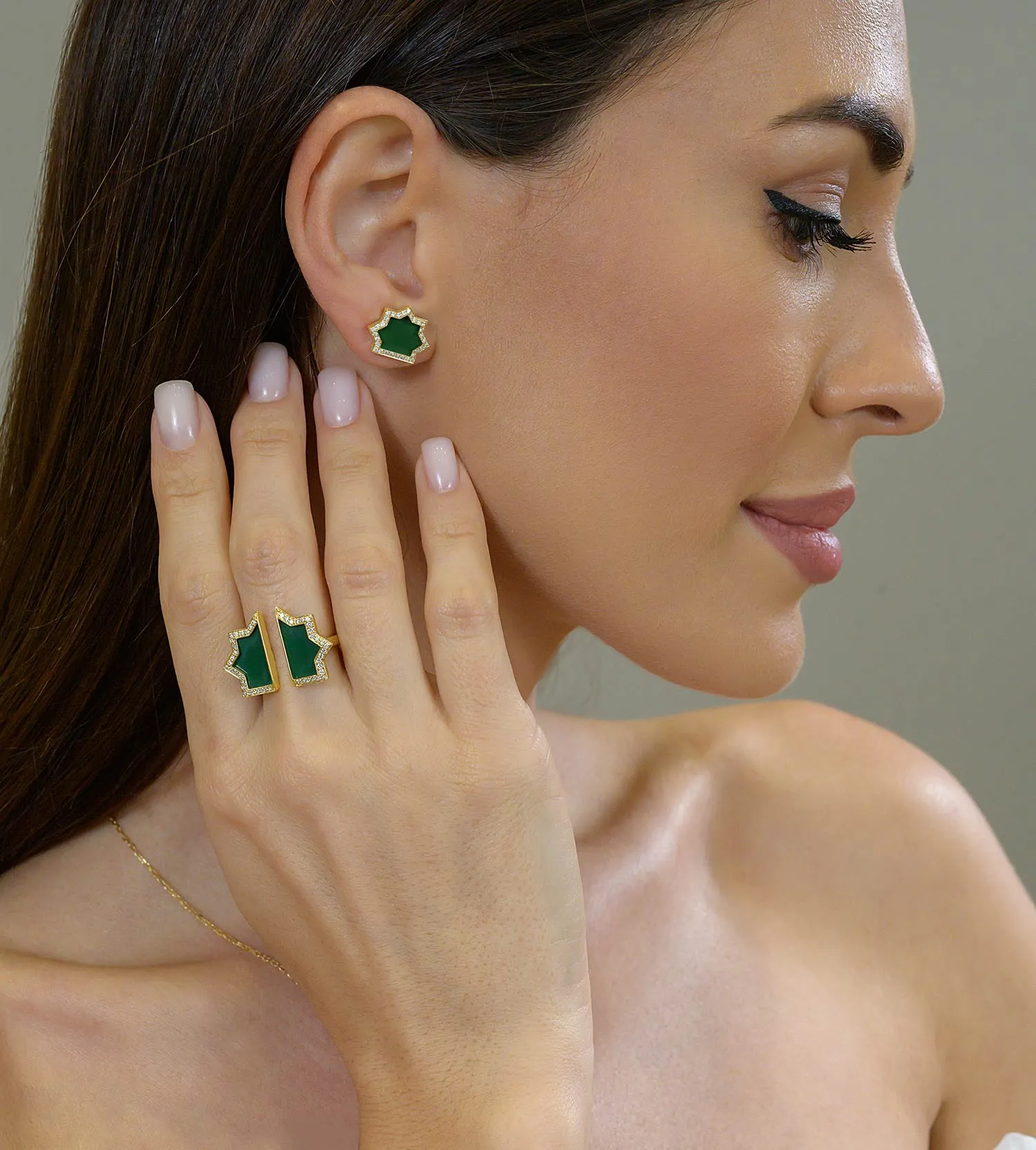 Andalus Green Onyx Earrings