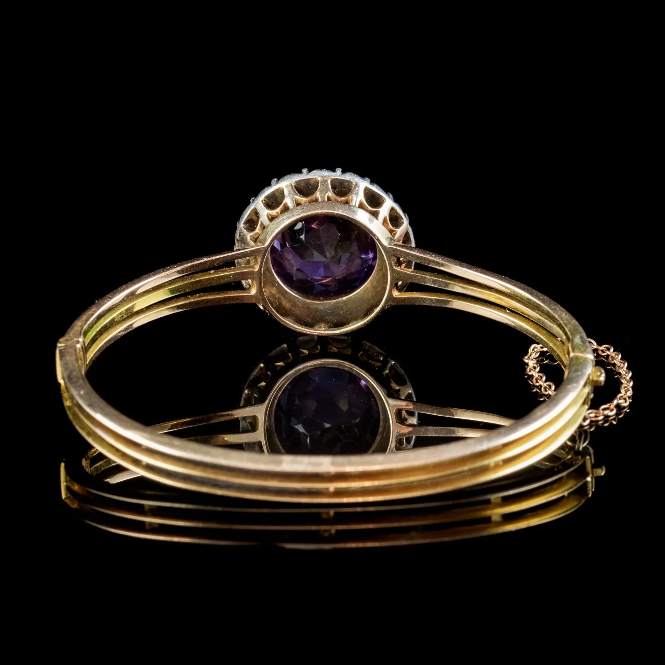 Antique Victorian Amethyst Diamond Bangle 15ct Gold Circa 1880