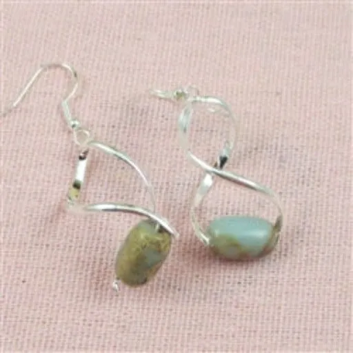 Aqua Snake Skin Jasper Long and Dangling Earrings