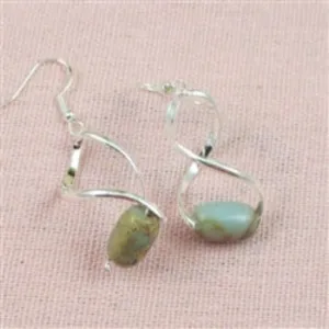 Aqua Snake Skin Jasper Long and Dangling Earrings