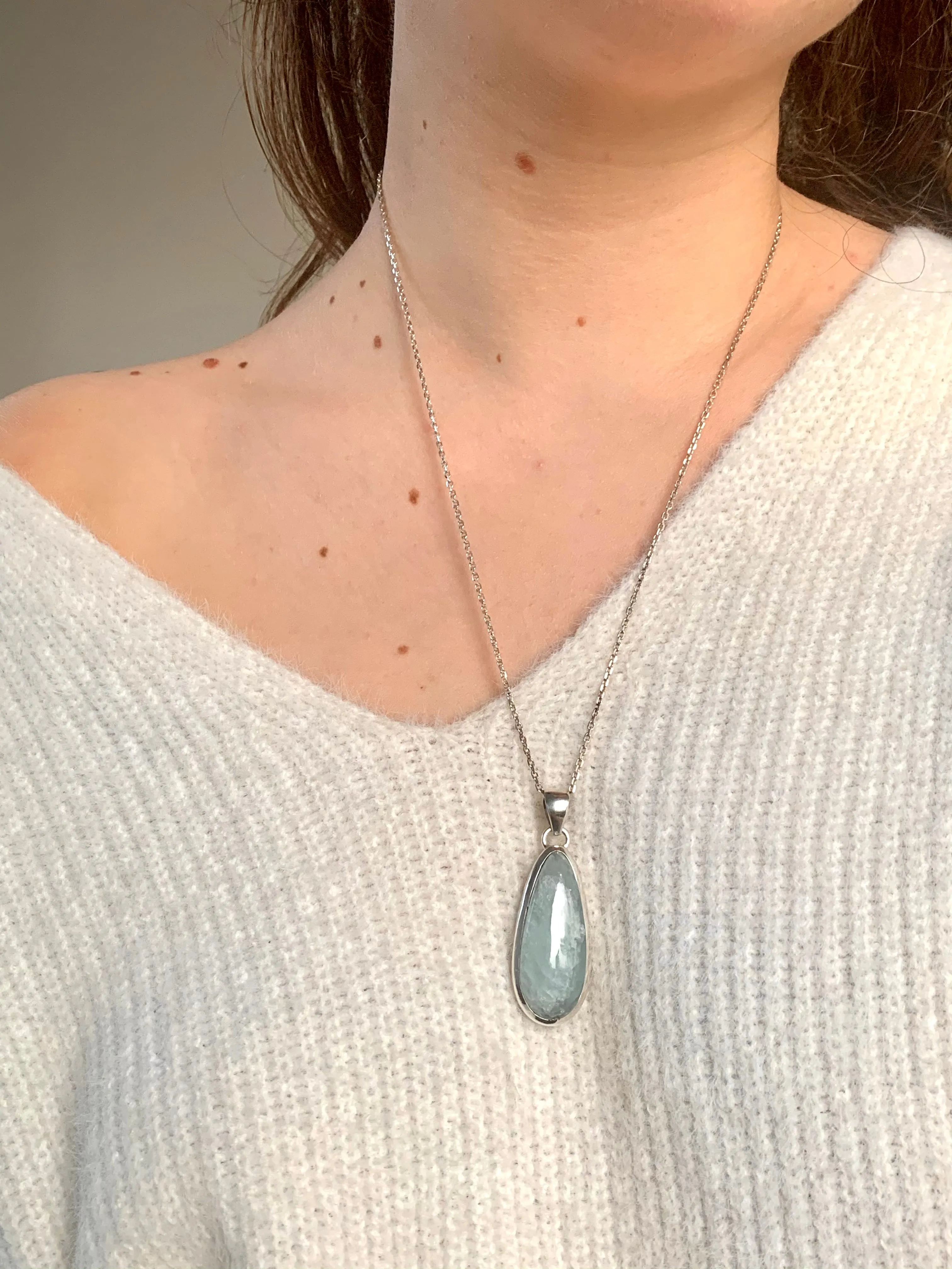 Aquamarine Naevia Pendant - Long Drop