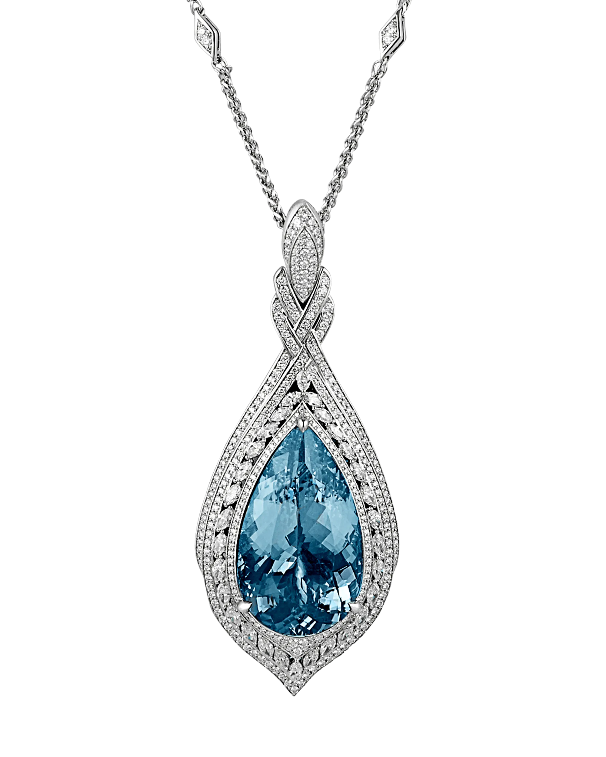 Aquamarine Pendant Necklace, 60.00 Carats