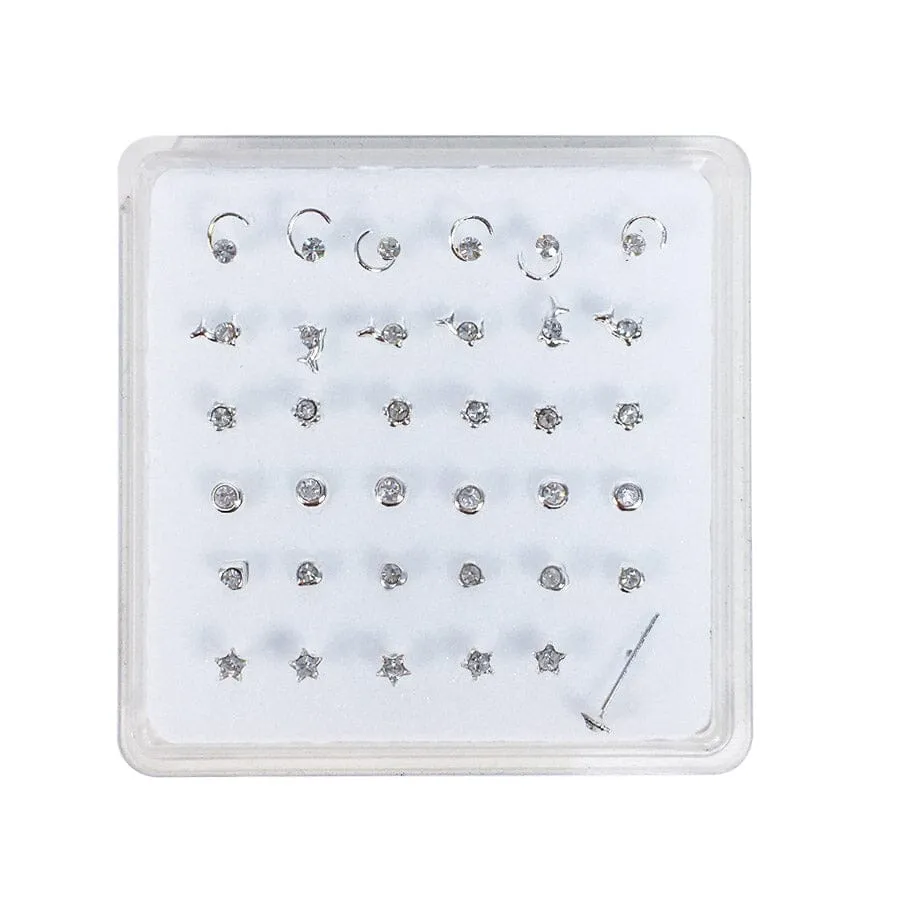 Assorted Rhinestone Sterling Silver Nose Rings (1 unit)