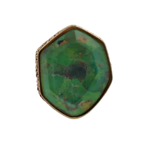 Barse Hammered Bronze Statement Ring - Lime Green Agate