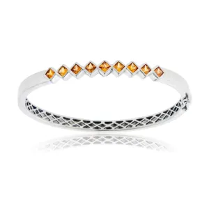 Bezel Set Princess Cut Golden Sapphire Bracelet