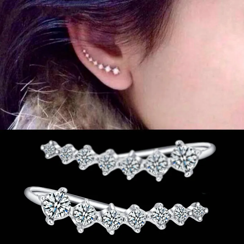 Big Dipper Four-Prong Setting 7pcs CZ Gold Plated Ear Hook Stud Earrings Fashion Jewelry