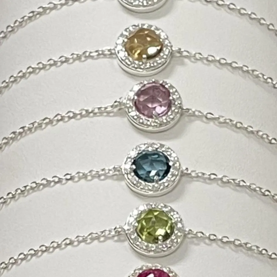 Birthstone & Diamond Bracelet- August Peridot