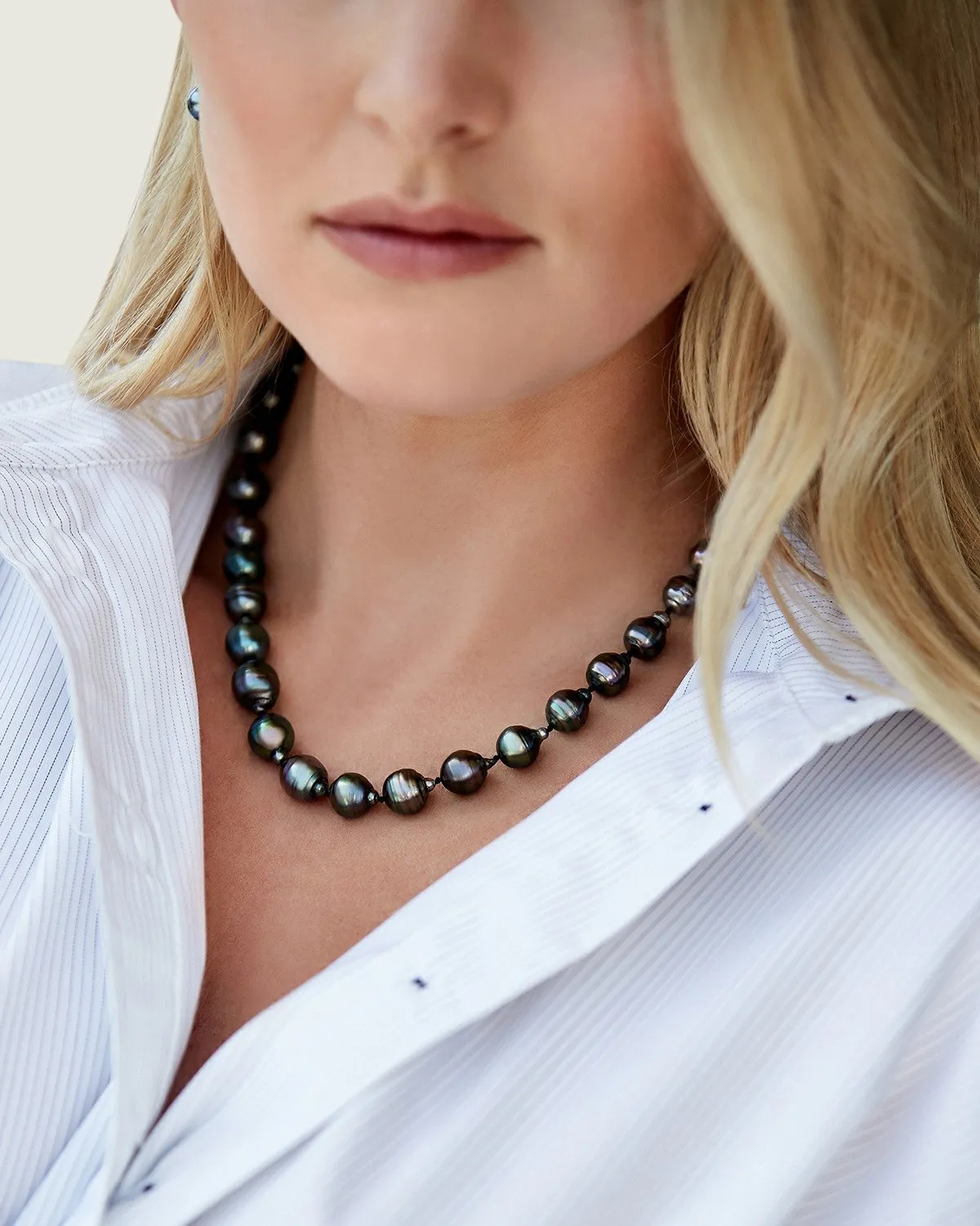 Black Tahitian Baroque Pearl Necklace, 9.0-11.0mm