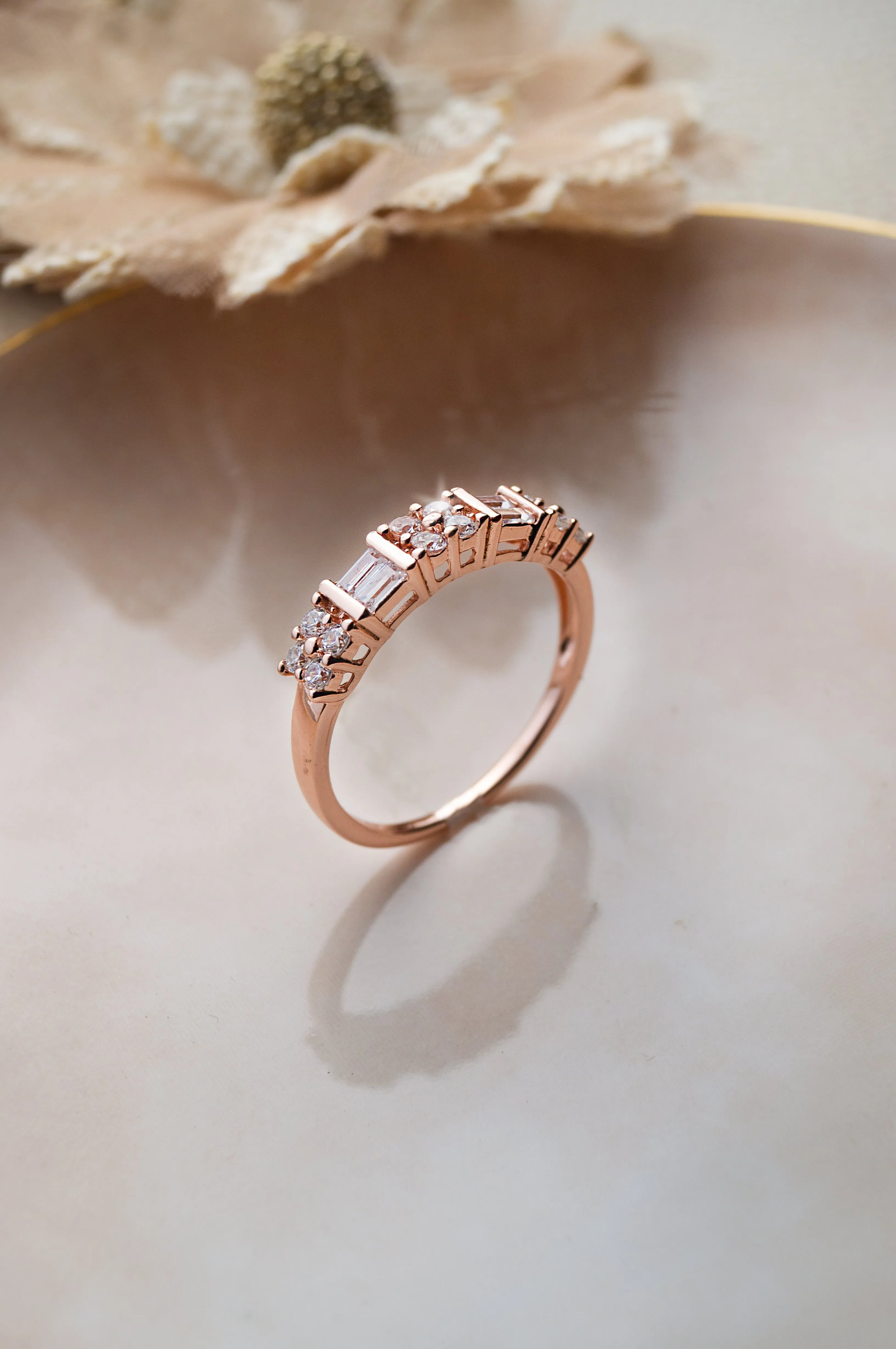 Bold And Beautiful Rose Gold Plated Sterling Silver Band Ring