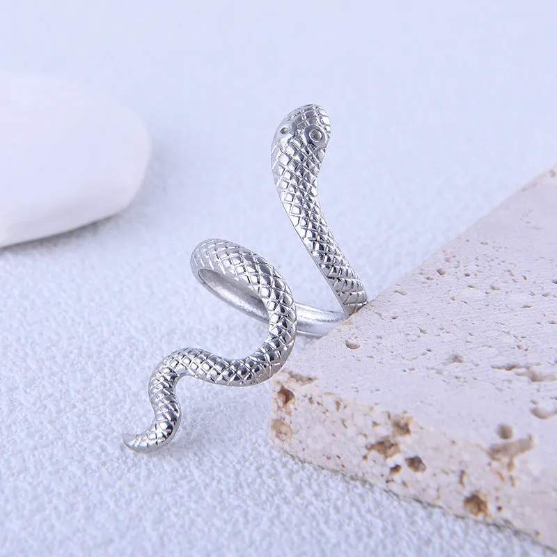 Bold Snake Animal Chinese Zodiac Stainless Steel Electroplating Rings