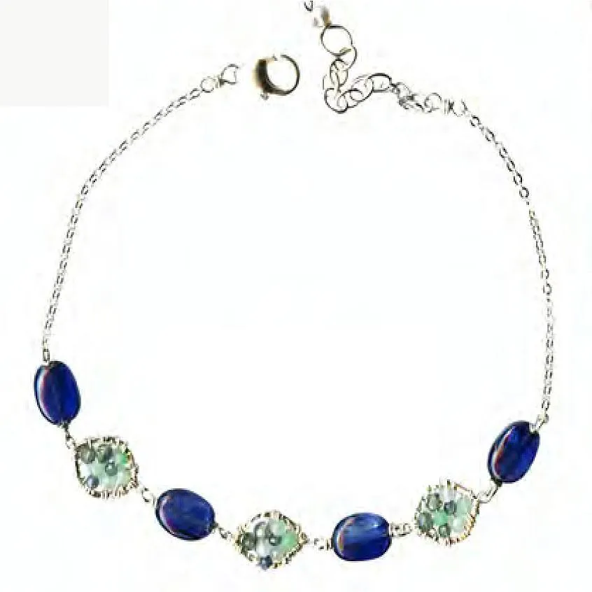 Bracelet 5103 with Sapphire Opal and Kyanite by Michelle Pressler Jewelry