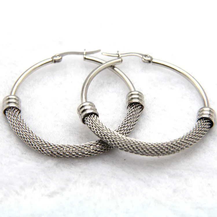 Brand Earrings For Women Fashion Jewelry Gift Wholesale Trendy 2 Colors 18K Real Gold/Platinum Plated Net Round Hoop Earrings