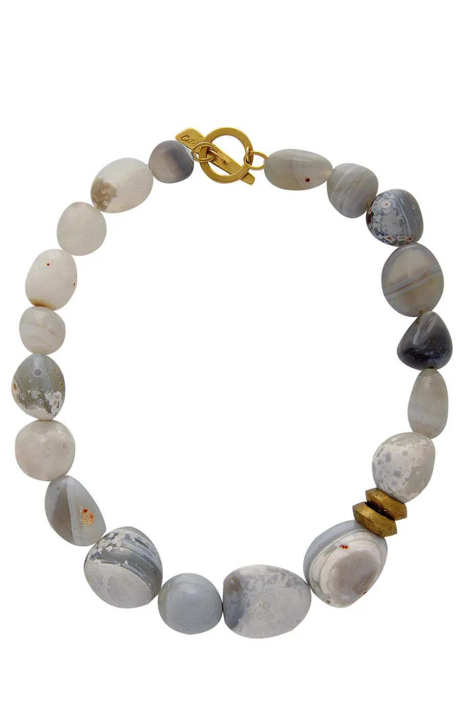 BY THE STONES PEBBLES Grey Botswana Necklace