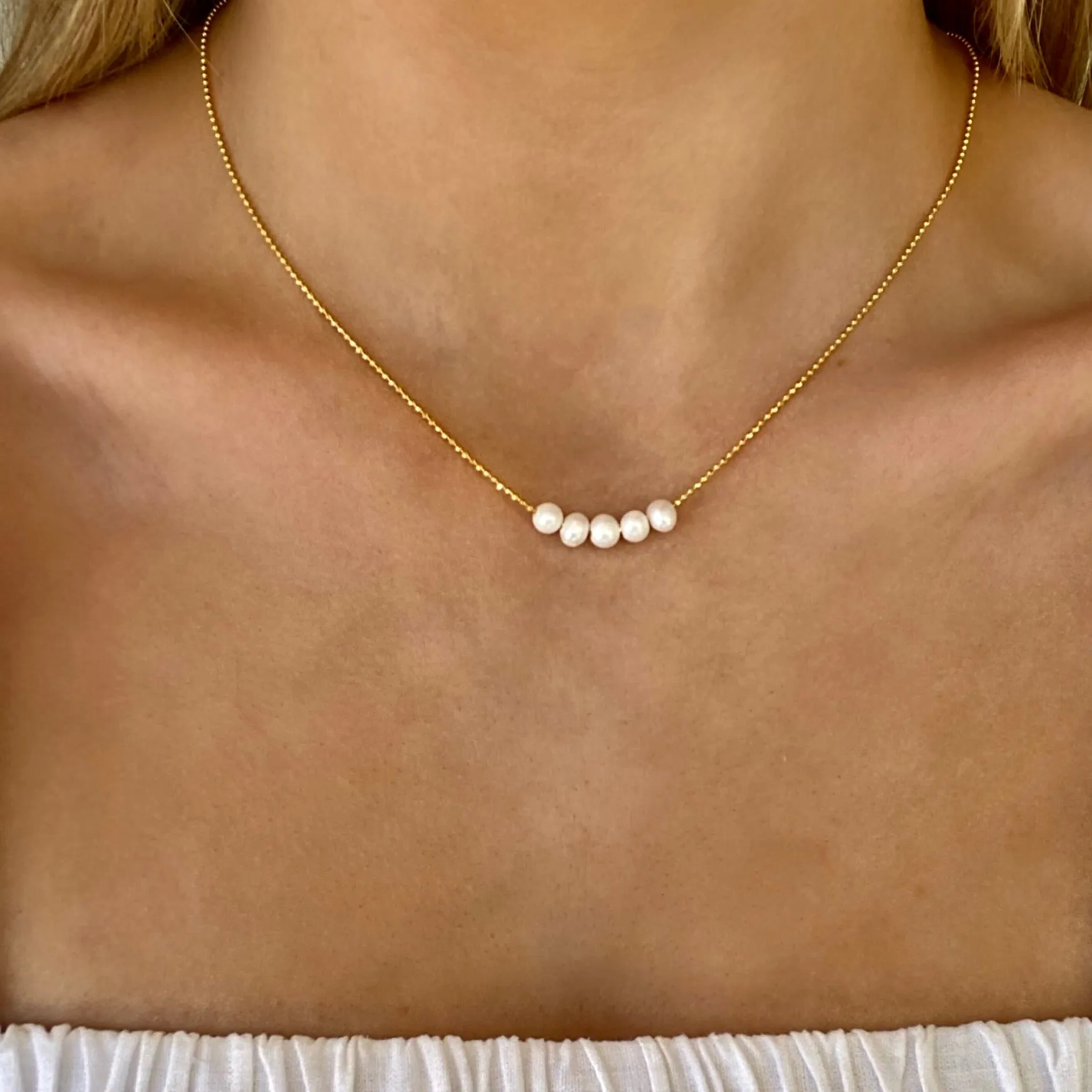 Cable Beach Sands Pearl Necklace Yellow Gold