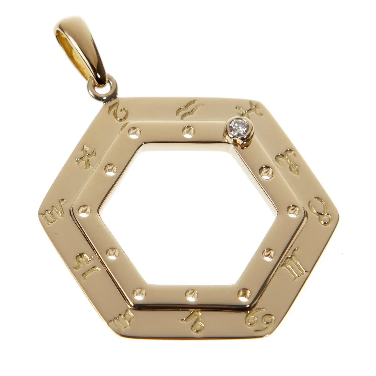 Cartier Vintage Zodiac Diamond Yellow Gold Pendant Necklace