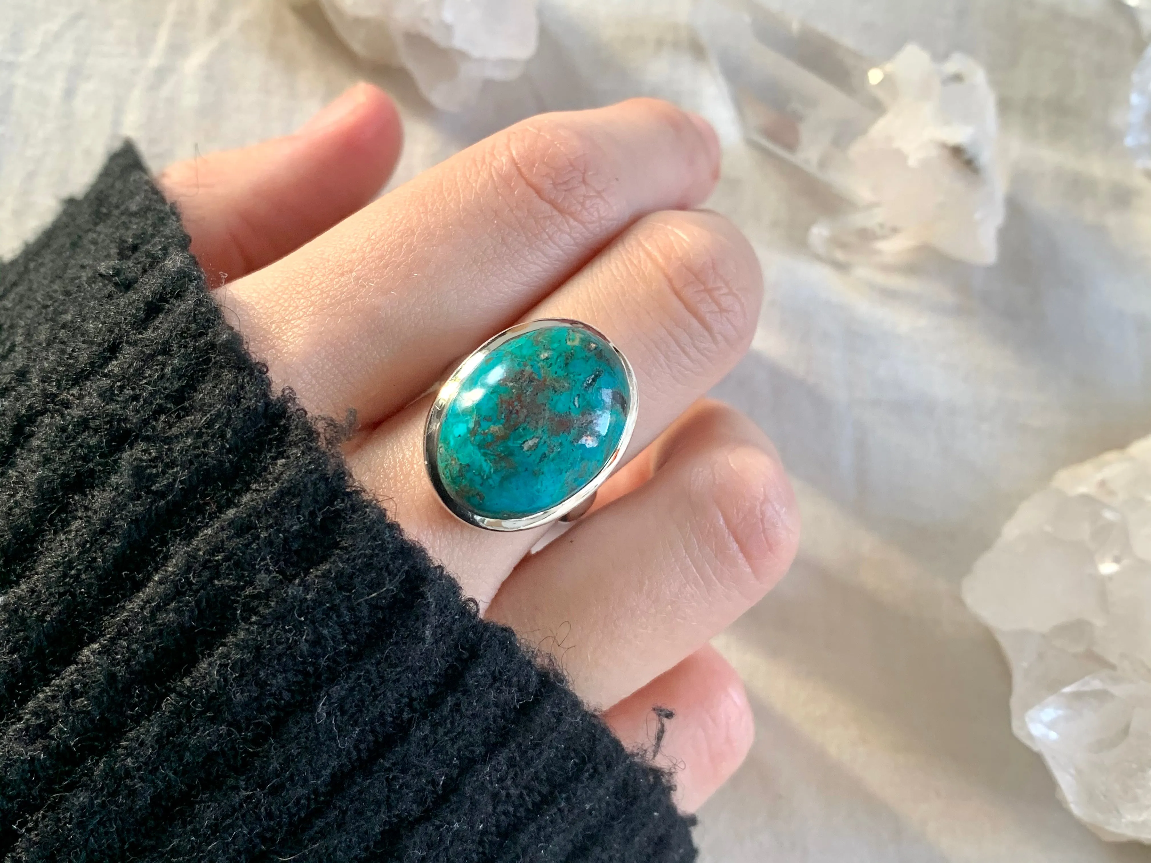 Chrysocolla Naevia Ring - Medium Oval (US 7)