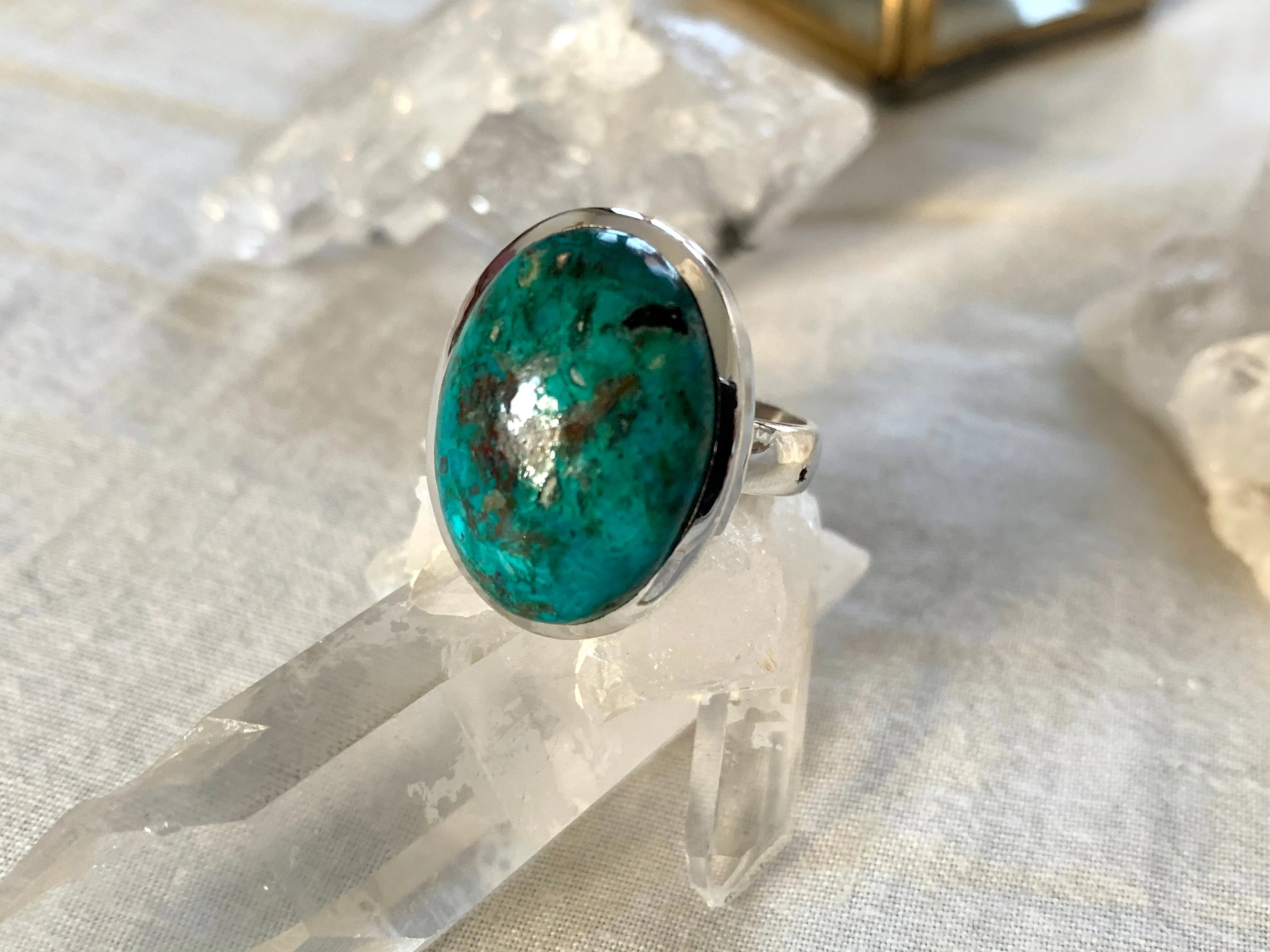 Chrysocolla Naevia Ring - Medium Oval (US 7)