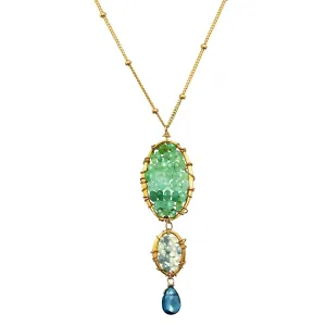 Chrysophrase and London Topaz Necklace 2962 by Michelle Pressler Jewelry