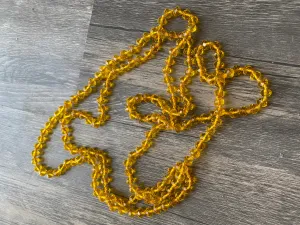 CLEAR YELLOW Double Wrap Beaded 60 Necklace