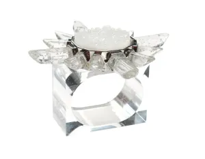 Coronet Napkin Ring in Silver & Crystal Set of 4 in a Gift Box by Kim Seybert