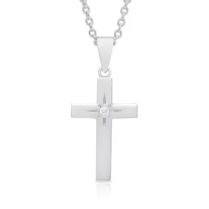 Cross Necklace with CZ - Silver