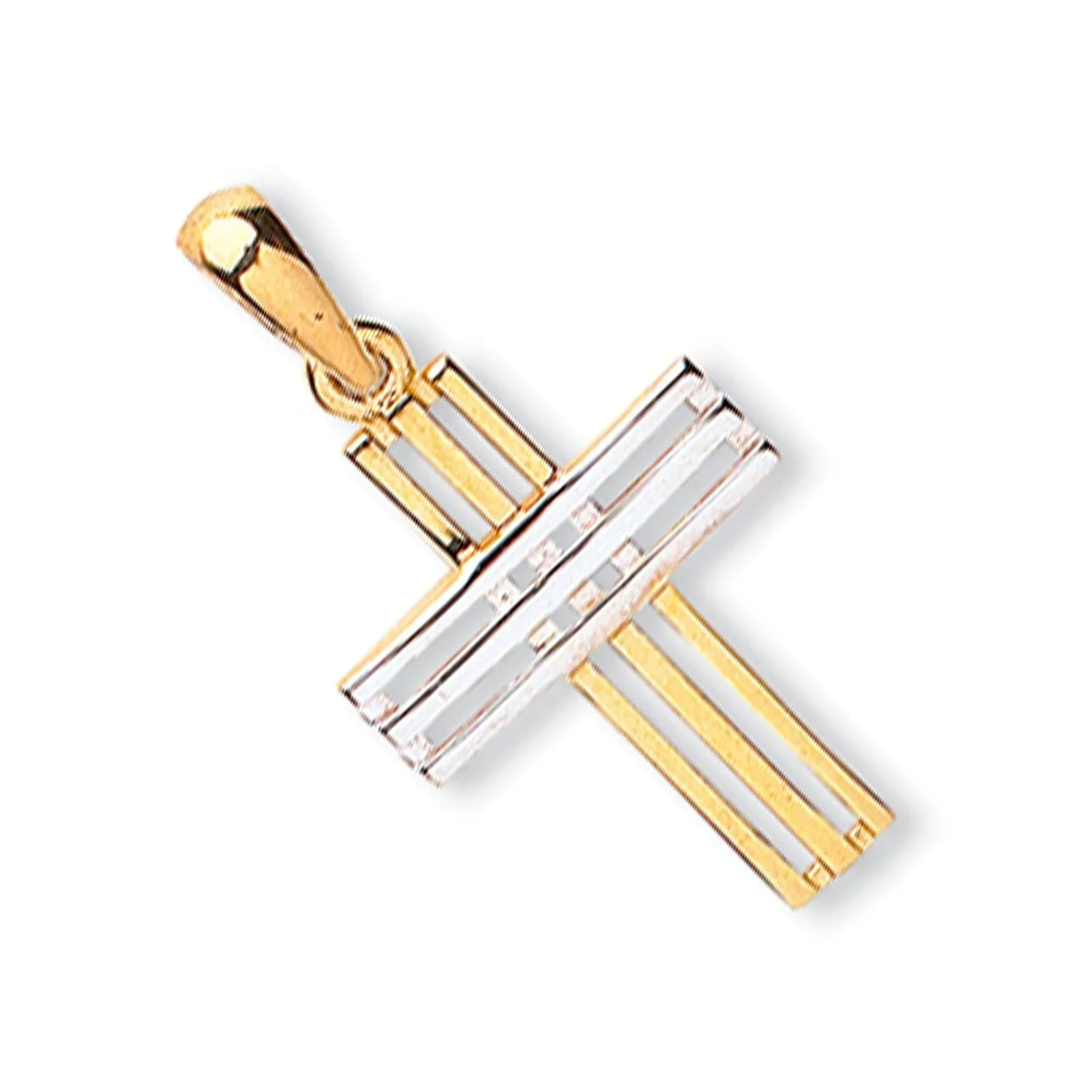 Cross Pendant Necklace in 9ct 2 Tone Gold 1.0g